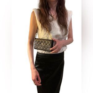 Chanel Black Quilted Leather Wallet